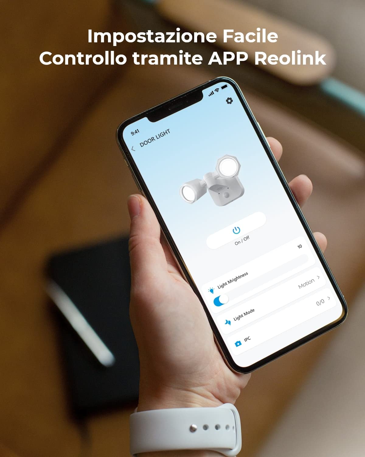 Reolink Luci da Esterno con Sensore di Movimento Integrato | Allarme Sonoro e Luminoso per la Sicurezza, Impermeabile IP65, Funziona Telecamera, Controllo dell'app, Floodlight WiFi