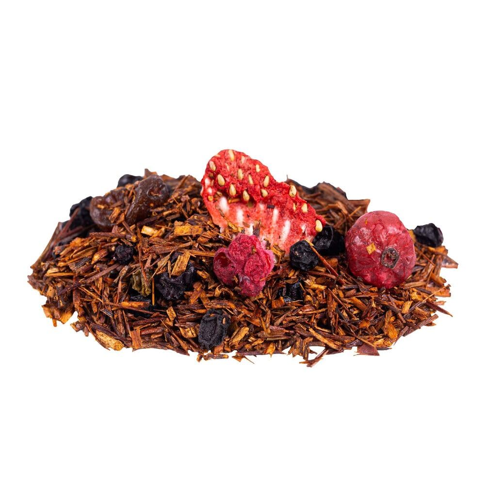 Rooibos de Frutos Rojos a Granel 100 Gramos - My Tea Moments - Cultivo Sostenible - Ingredientes Naturales: Baya de Saúco, Frambuesa, Fresa, Grosella, Grosella Negra, Uva Pasa.