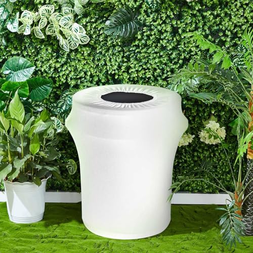 Image of Tanlade 4 Pcs 32 Gallon Stretch Trash Can Spandex Cover Outdoor Waste Garbage Can Spandex Covers for Indoor Kitchen Outdoor Round Waste Container Bin, Without Trash Bin (White)
