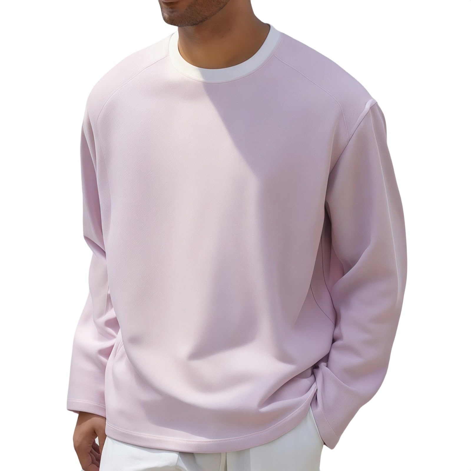 Ropa De Verano Hombre Camiseta Manga Larga para Hombre, Cuello, Versátil, Informal, Sin Capucha, Primavera Y Otoño Esmoquin Mujer Proteccion Solar Gimnasio Deporte Deportiva Oversized