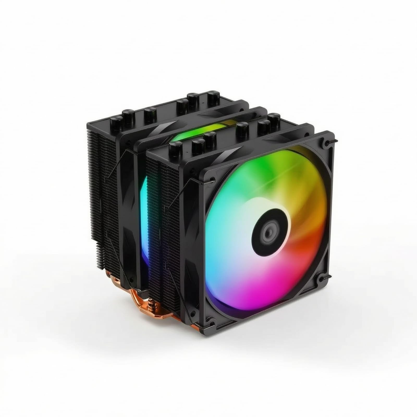 Refrigerador CPU Doble Torre Compacto Disipador Térmico CPU con Dos Ventiladores Antivibración Disipador con Dos Ventiladores para Jugadores, SE-55 ARGB Negro