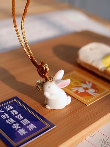 Miniatura 6 de Omamori japonés colgante de amuleto de la suerte, bolsa de bendición de conejo de jade, color rosa para el amormatrimoniorelación armoniosabuena