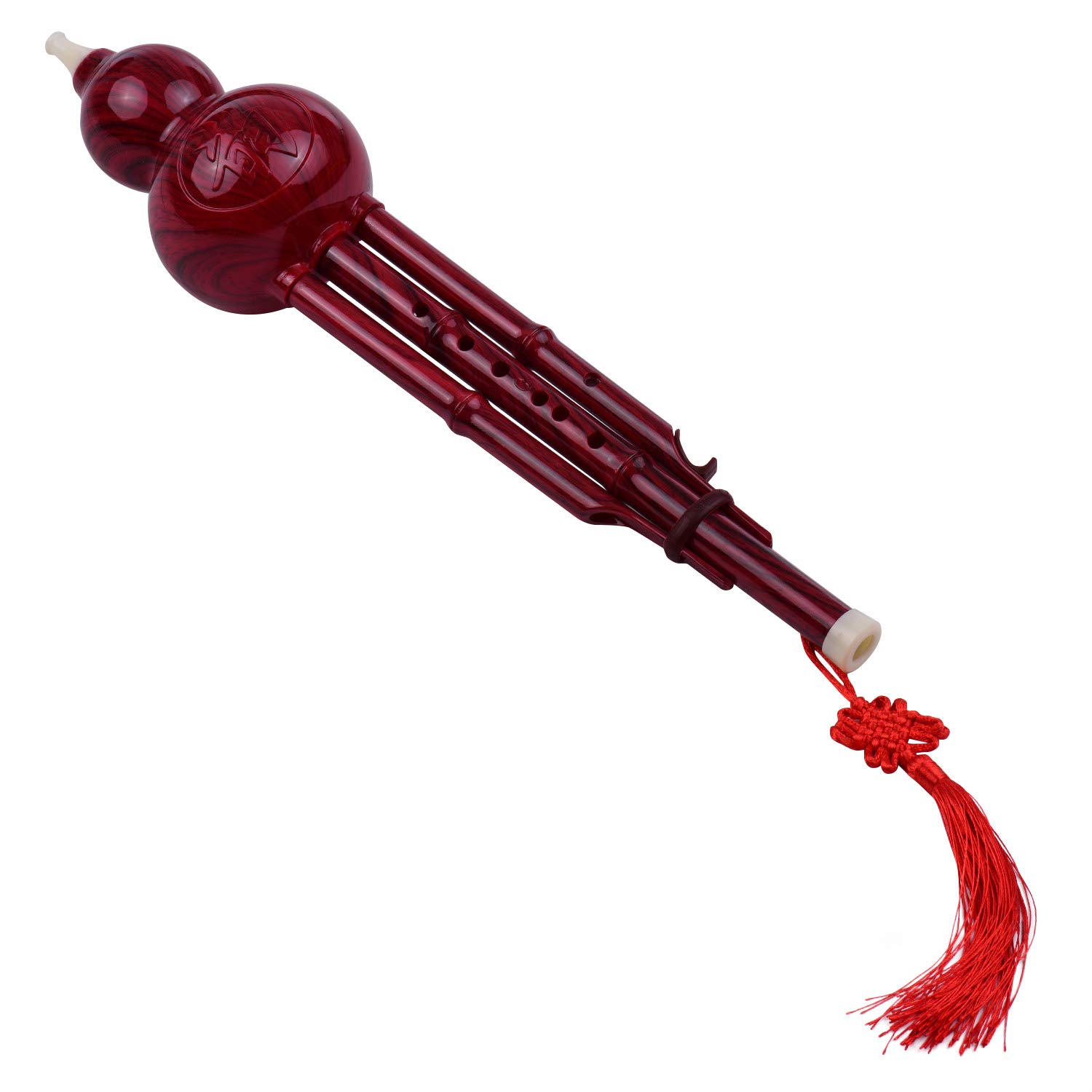 POENVFPO Flûte de Gourde Hulusi Traditionnelle à clé C, Gourde Naturelle Sculptée à la Main avec Tuyaux en Bambou, Instrument de Musique Léger de 157 G pour Débutants, Comprend un étui de Transport