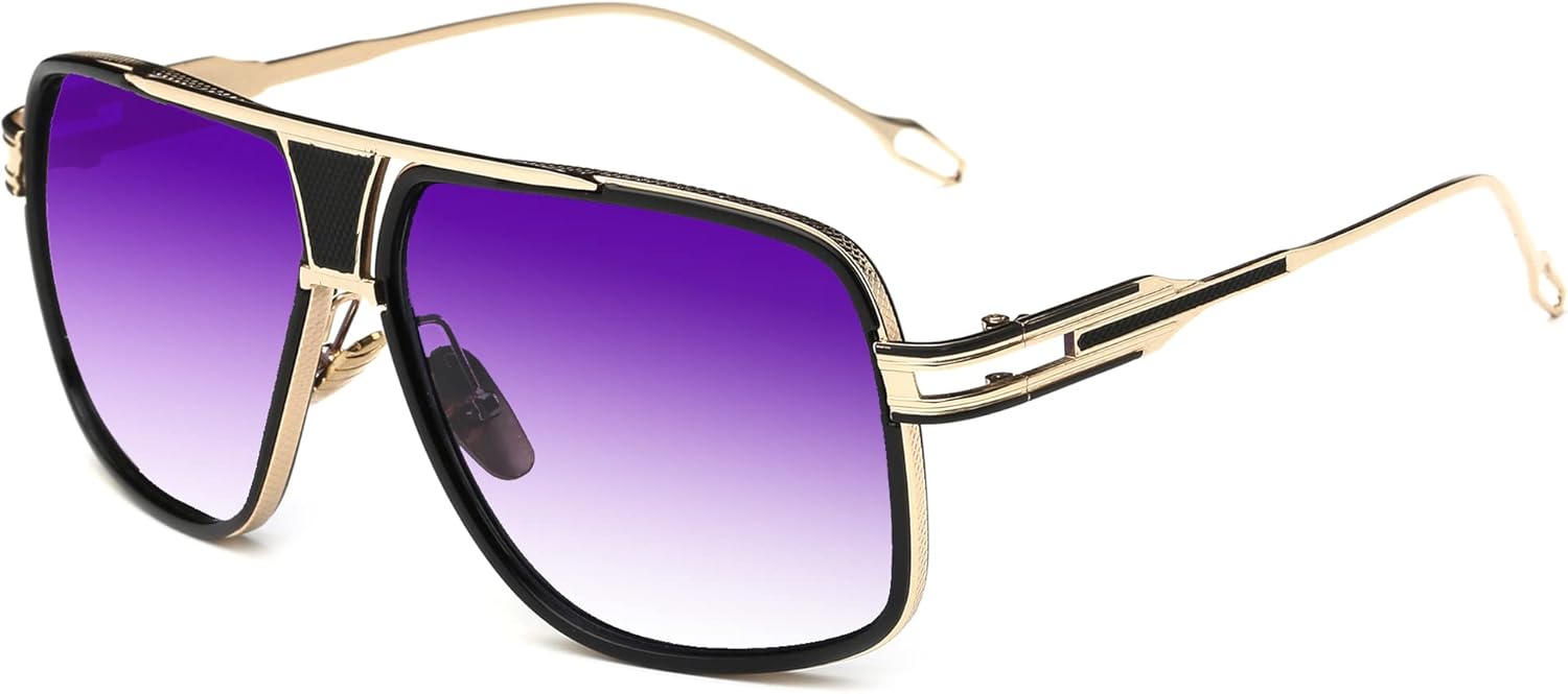 Gobiger - Lentes de sol estilo aviador para hombres lente con 100 protección UV marco de aleación con estuche