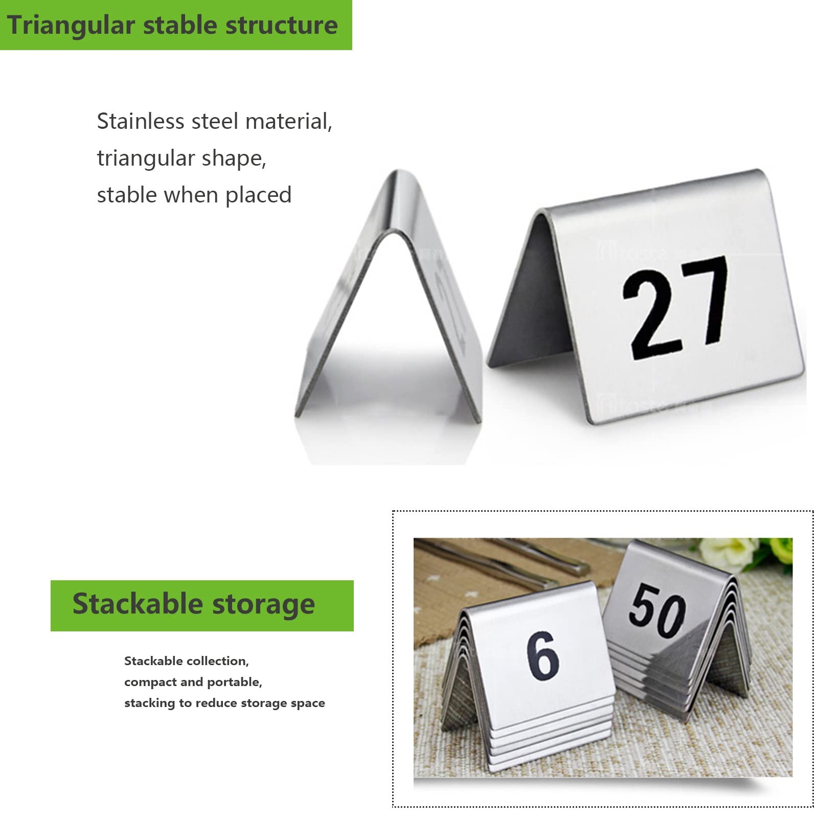 For restaurantes: 1-50/100 Soportes for números de Mesa Estilo Tienda de campaña, cafeterías, Bares, Fiestas, Bodas, fáciles de Limpiar y Colocar, Tarjeta de Mesa de Metal/1 a 50,Numeros de