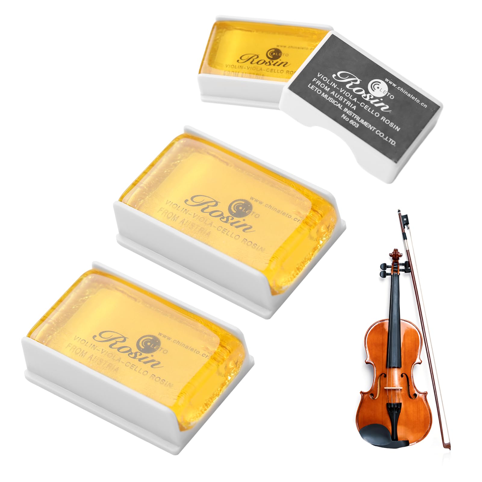 3 PCS Colophane Naturelle, pour Violon alto et Violoncelle, Colophane Violon Faible Poussière Transparente, Adhérence Parfaite, Rosins Universels pour Instruments à Cordes Classiques