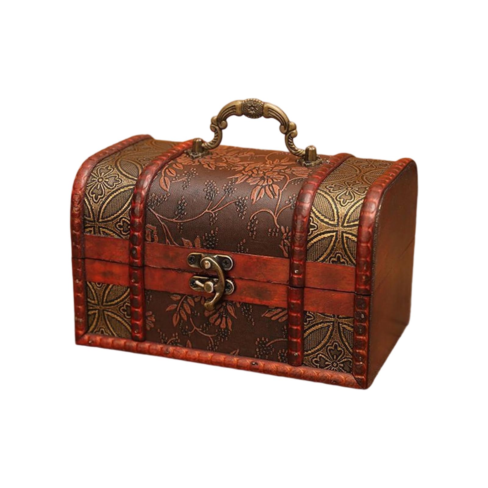 Woedpez Kids Travel Friendly Securable Oaken Jewelry Case Planner Secret Coffer Gift Concept Natural Wood Jewelry Box with Handle