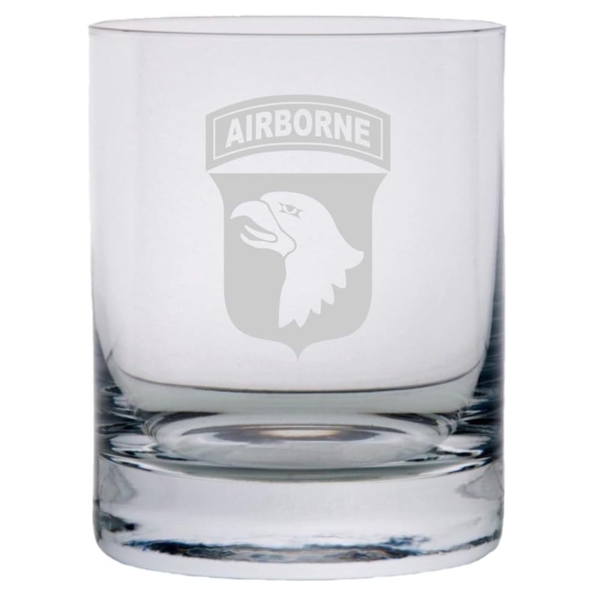 Etched Laser Art Personalized 101st Airborne Division Whiskey Glasses - Crystal Rocks Whisky Glass, US Military, Veterans, Retirement, Birthdays, Christmas, Gro