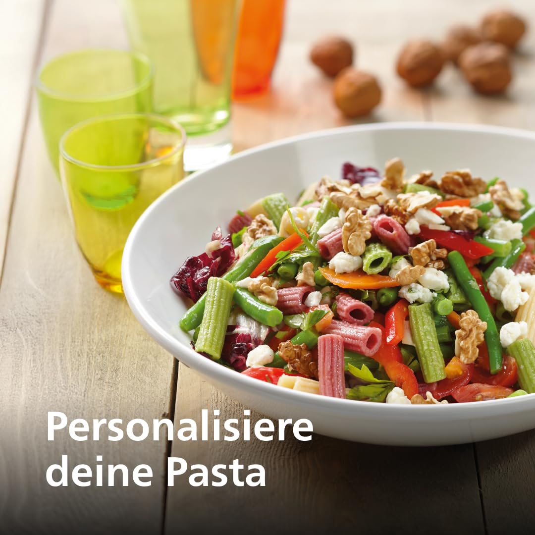 Philips 7000 Serie PastaMaker, Perfekte Nudeln Selbstgemacht, Automatisches Wiegen, 8 Pastasorten, Einfache Reinigung, bis zu 8 Portionen, ProExtrude-Technologie, Vegan, Glutenfrei, Schwarz(HR2665/93)