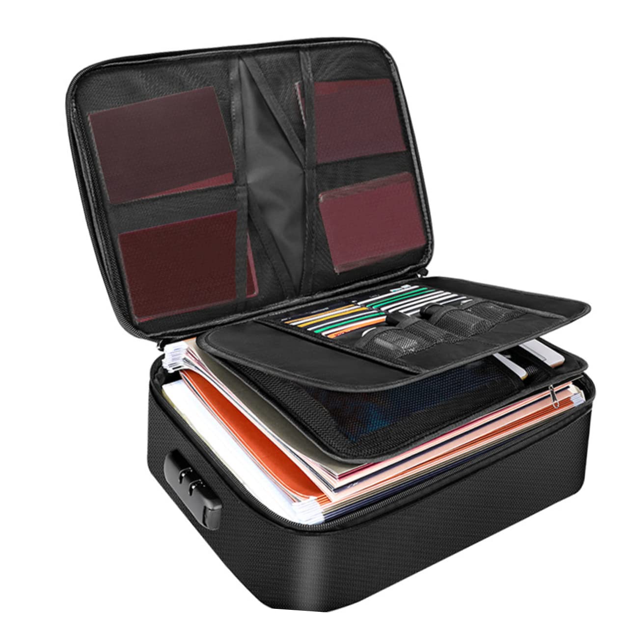 Bolsa Ignífuga para Documentos Negra, Portátil Cremallera