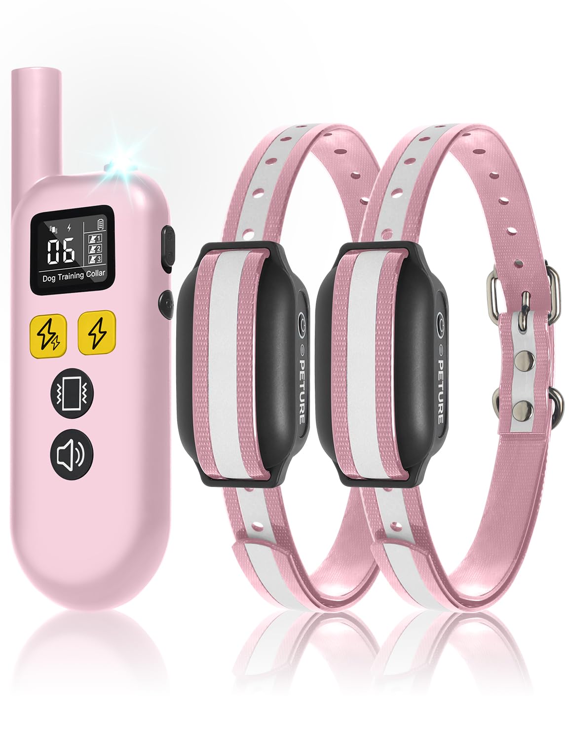 Peture Dog Training Collar with Remote (5-120lbs), 3300Ft Remote Training Collar with Beep, Vibrate, Static & Double Static Modes, IPX7 Waterproof E