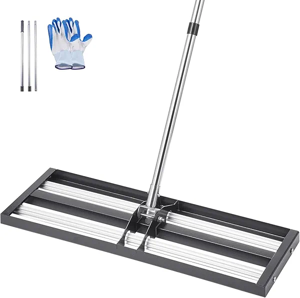 VEVOR Updated Lawn Leveling Rake with Roller, 30'' x 10" Stainless Steel Lawn Leveler with 83.9'' Adjustable Handle, Heavy Duty Yard Leveling Rake, Effort Saving Lawn Leveling Tool for Yard Golf Court