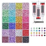 Colorful DIY Resin Rhinestone Kit, Bedazzling Kit, 3mm Rainbow Jelly Rhinestones Gems, Multicolor 3mm Flatback Gems for Diamond Art,Clothing, DIY Nail Art & Crafts Decor Projects (color E)