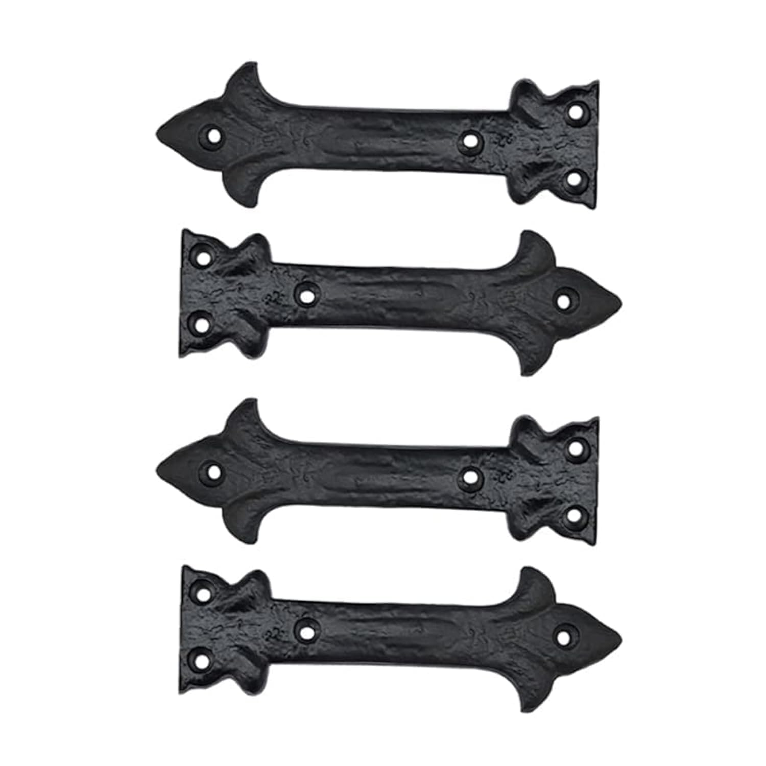 Adonai Hardware Adonijah Antique Cast Iron Strap False or Faux or Dummy Hinge Front (5" x 4 Pack, Matte Black) for Barn Doors, Gates, Cabinets, Wooden Box, Furniture, Chest, Trunks and Sheds