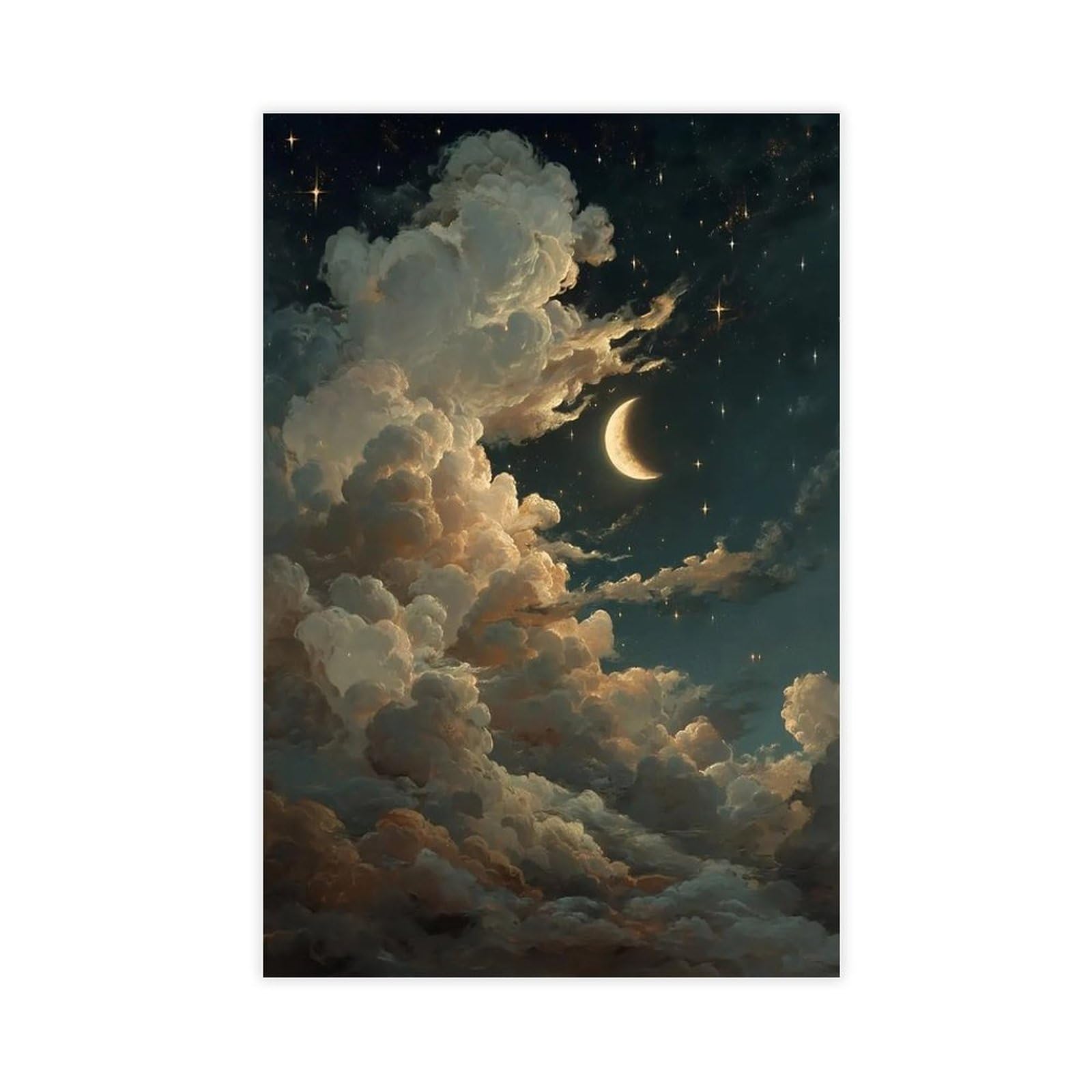 Bareronor Moon Cloudscape Canvas Poster for Office Decor Gift