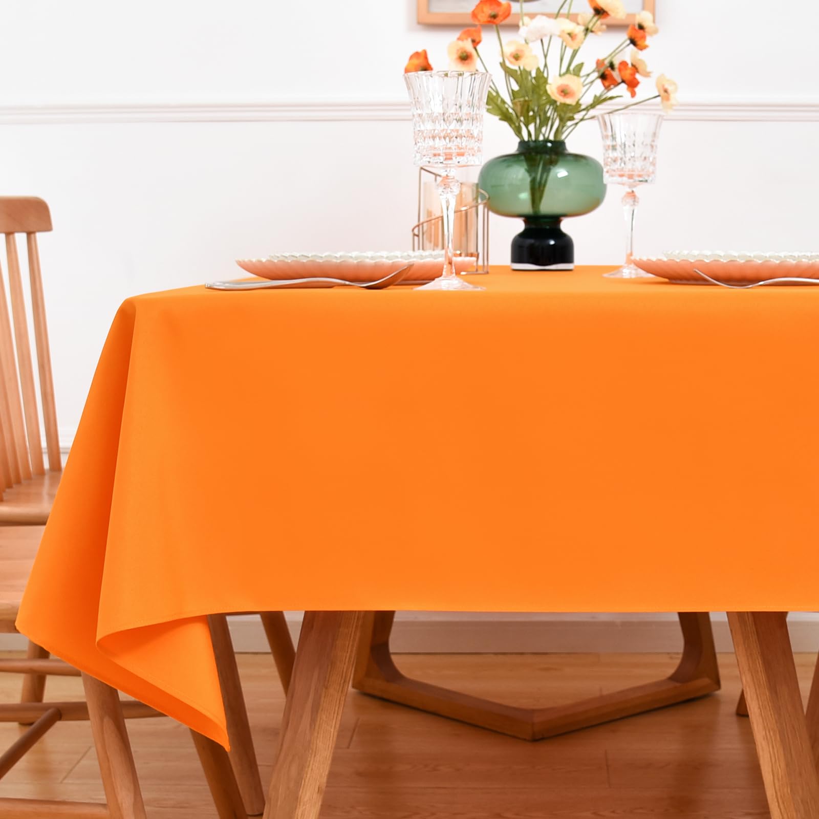 NEWISHER Orange Square Tablecloth - 138x138 cm (54x54 inch) - Heavy Duty Polyester Fabric Tablecloths, Washable Solid Table Cover for Dining, Kitchen, Home Party, Outdoor Indoor Use