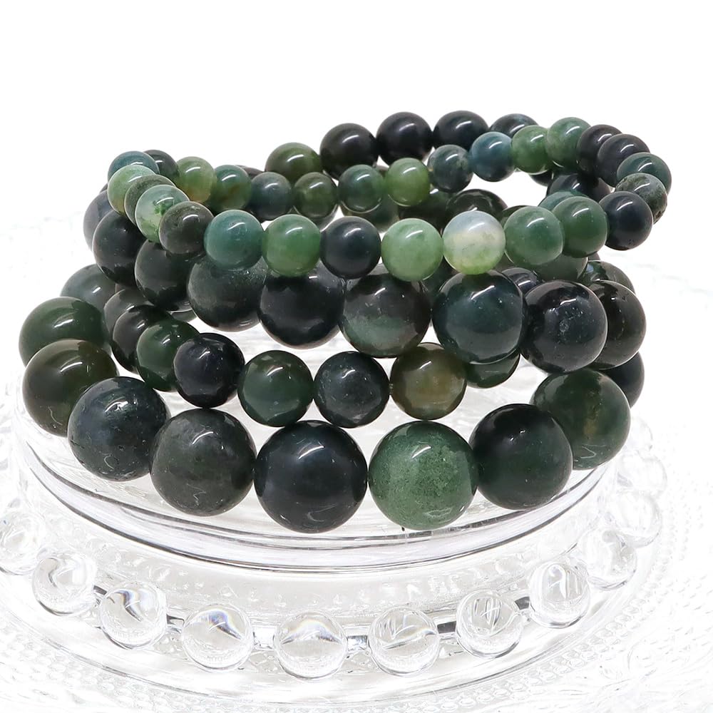 Amazon.co.jp: 【Gion】天然石 モスアゲート 4mm~12mm 約38cm/1連 連材