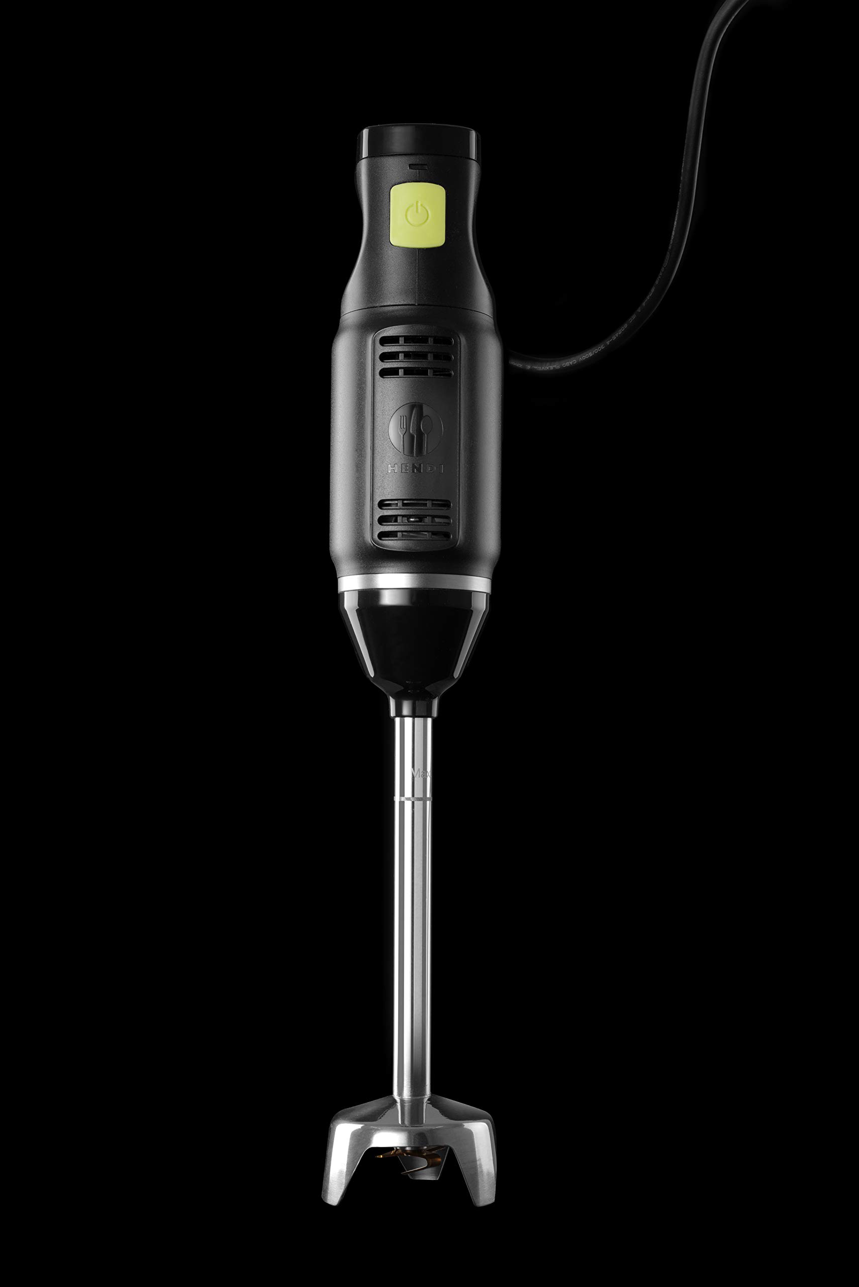 HENDI Frullatore a immersione, lama a croce in acciaio inox rivestita in titanio, 6 velocità con display LCD, miscelatore, frullatore a mano, mixer ad immersione, 230V, 250W, ø71x(H)444mm, ABS
