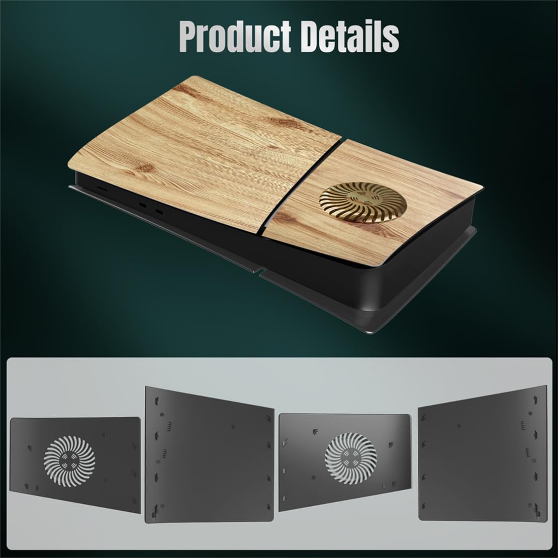 Coque de protection de rechange pour console PS5 Slim (version numérique couleur bois)
