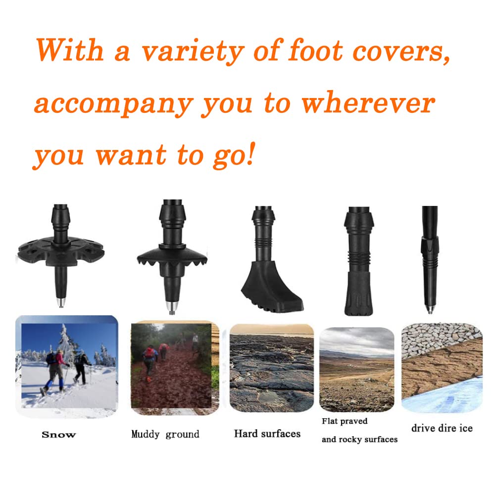 Moxilyn Bâtons de Randonnée Télescopiques Ultra-léger Bâtons de Marche Pliable Antichoc Antidérapant Bâtons Réglable de 36 à 130 cm et Fermeture pour Le Conditionnement du Trekking