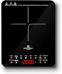 Cooktop Indução Portátil Panda Plus 1 Boca Controle Temperatura Compacto Eficiente Compatível Sofisticado Gourmet Preto 220V - 2000W