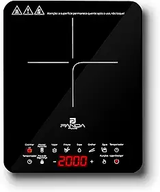 Cooktop Indução Portátil Panda Plus 1 Boca Controle Temperatura Compacto Eficiente Compatível Sofisticado Gourmet Preto 220V - 2000W