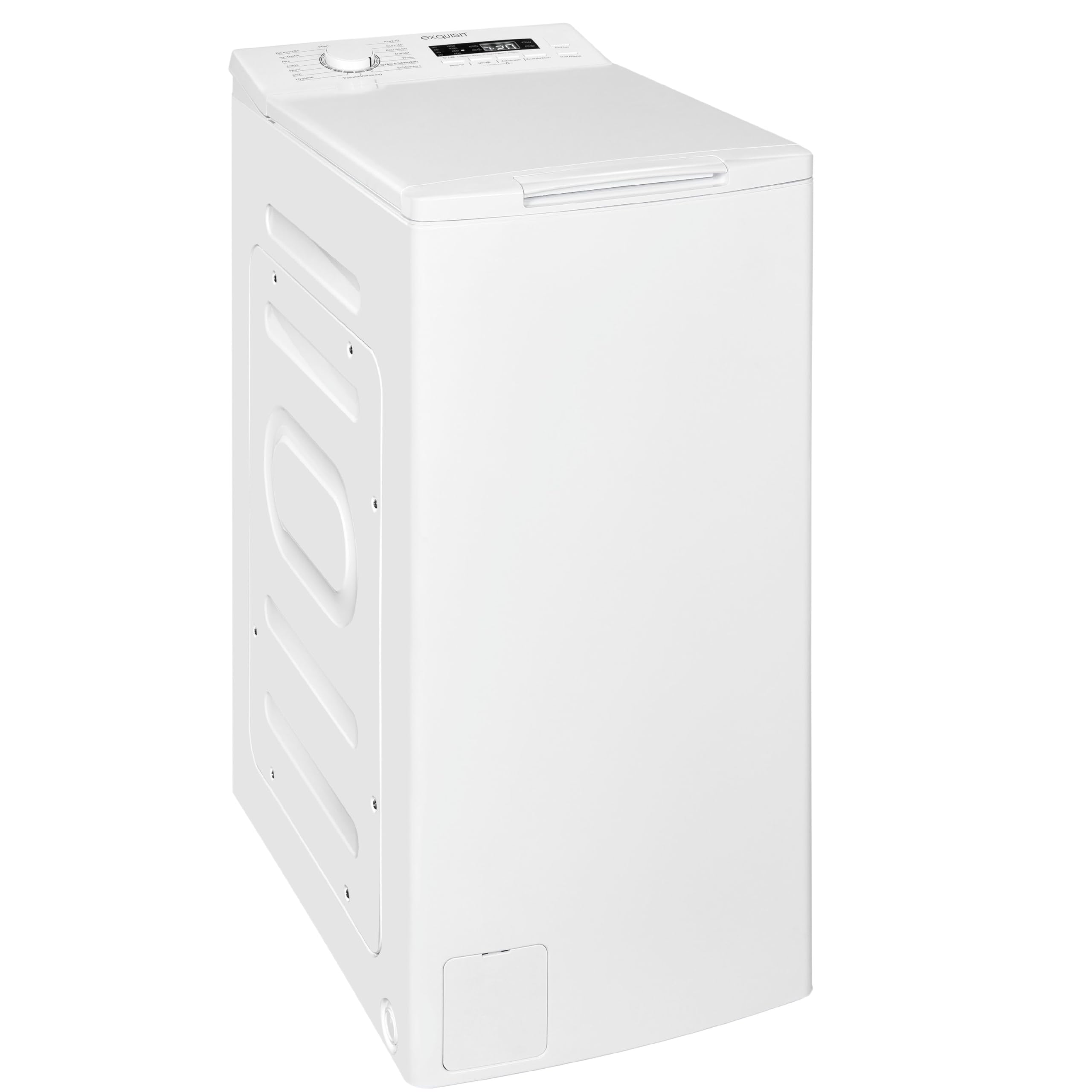 Exquisit LTO1207-030A Toplader Waschmaschine 7,5kg, 1200 U/Min, Weiß | Energieklasse A - Schmale Waschvollautomat - 15 Programme - Startzeitvorwahl & Kurzprogramm - LED-Anzeige