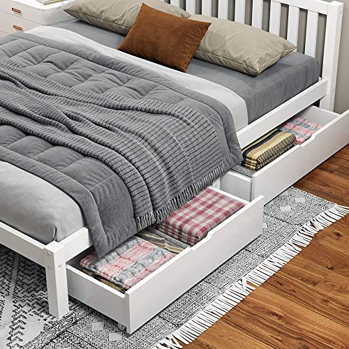 ALFORDSON 2X Storage Drawers for Fenella Bed Frame Queen Double King Single Size Wooden Mattress Platform Bed Base, Under-Bed Timber Storage Drawer Trundle for Adults Kids (91 x 20 x 47cm, White)