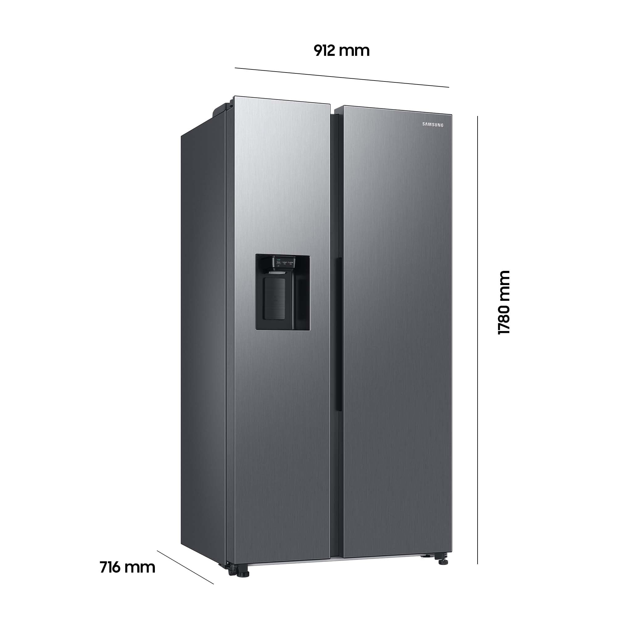 Samsung Side-by-Side-Kühlschrank mit Gefrierfach, 178 cm, 634 l Gesamtvolumen, 225 l Gefrierteil, AI Energy Mode, Wasser- und Eisspender, Frischwasseranschluss, Edelstahl-Look, RS6GCG885DS9EG