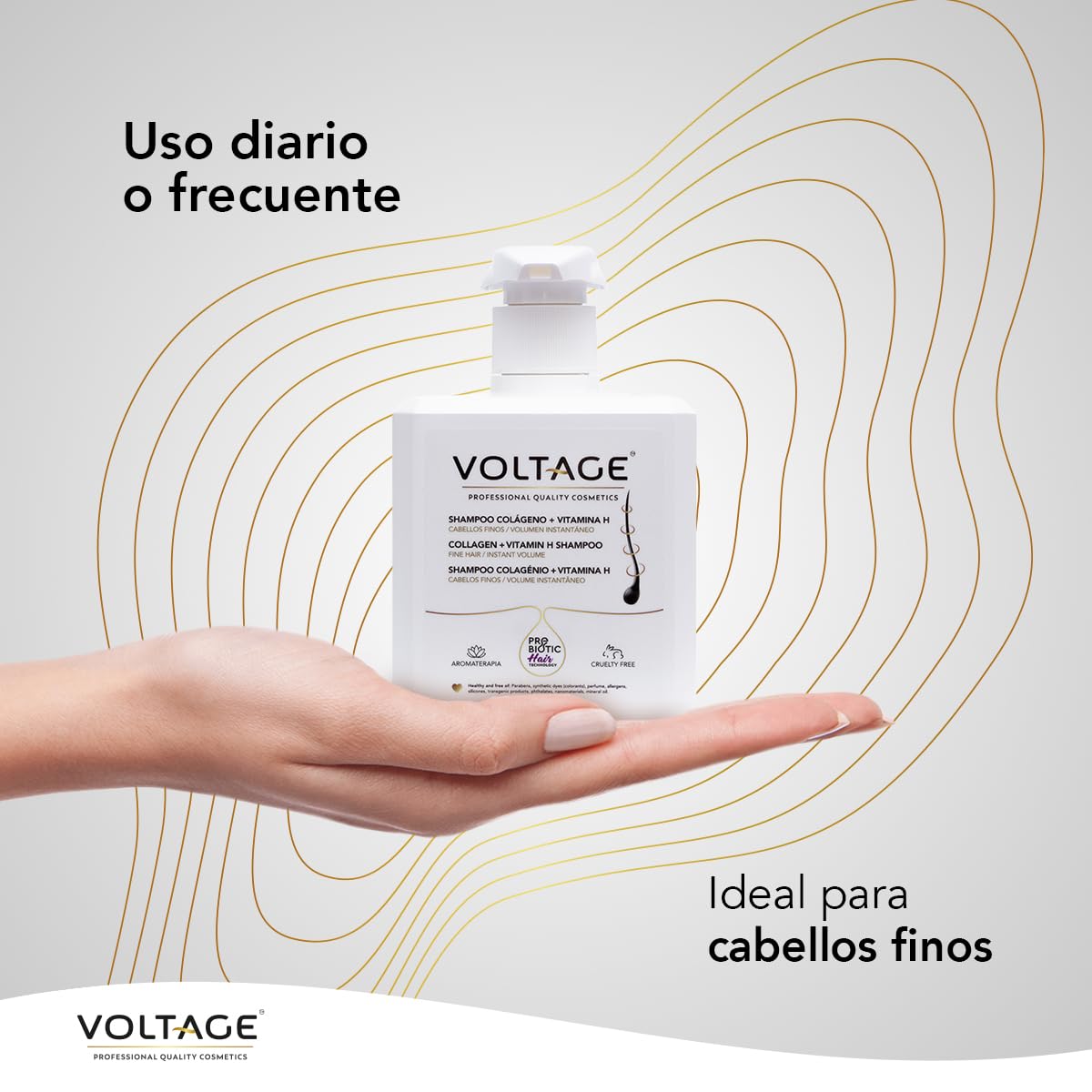 Voltage Cosmetics Champú Colágeno Biotina 500 ml Volumen Antirotura
