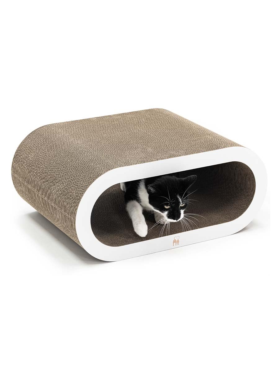 Petrebels Kratzpappe Daisy 59, Katzen Kratzbrett aus sehr stabilem Karton, Kratzkarton 58,5 x 42 x 25,5 cm, Farbe Weiß