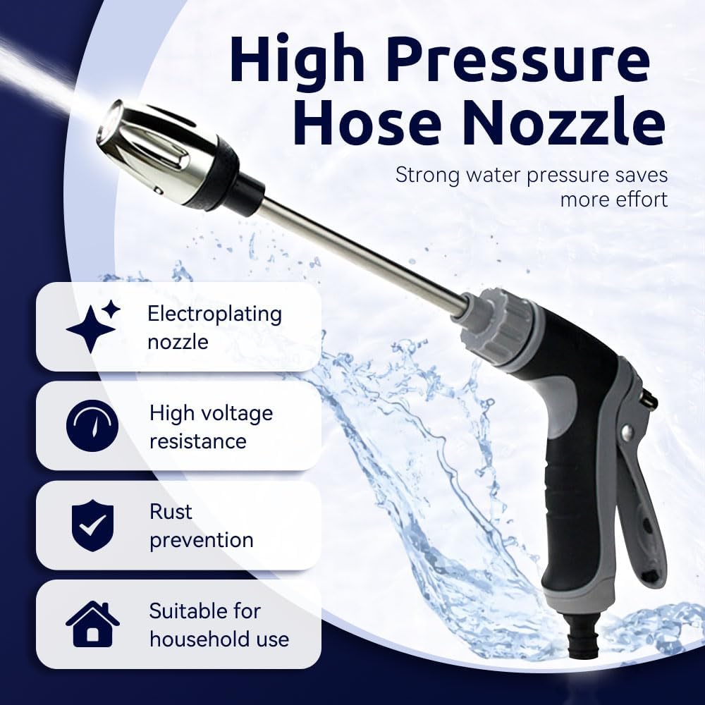 Pressure Washer Universal for Garden Hose, Easy Installation, 360° Rotating Nozzle Multi Spray Modes Water Flow Self-Pressure for Driveway Patio Car Clean,Easily Remove Dust(+ Foam + 5m Hose)