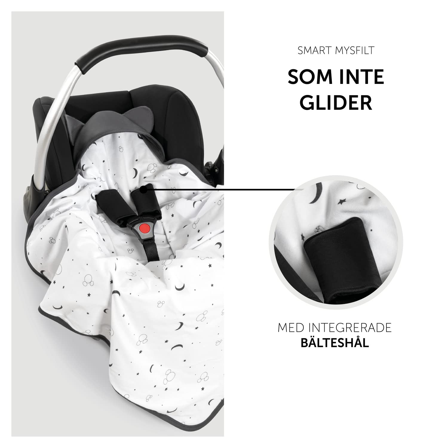 Hauck Dziecięcy Kocyk Kopertowy Snuggle N Dream, Bawełna, Uniwersalny, Fotelik Niemowlęcy, Wózek Spacerówka, Kołyska Mickey Mouse Anthracite
