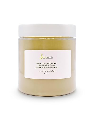 Soapeauty Manteca de cacao cruda sin refinar sin desodorizar 100% pura y natural Recetas para el cuerpo, cabello y bricolaje, bálsamos labiales,