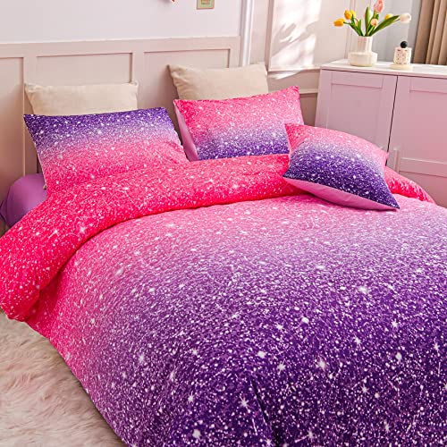 Ylehoc 6 Pcs Purple Glitter Comforter Set Twin Bed In A Bag Colorful Rainbow Bedding Set For Boys Girls Kids Ultra-Soft Microfiber(1 Comforter,2 Pillowcases,1 Flat Sheet,1 Fitted Sheet,1 Pillowcover) #TOP2