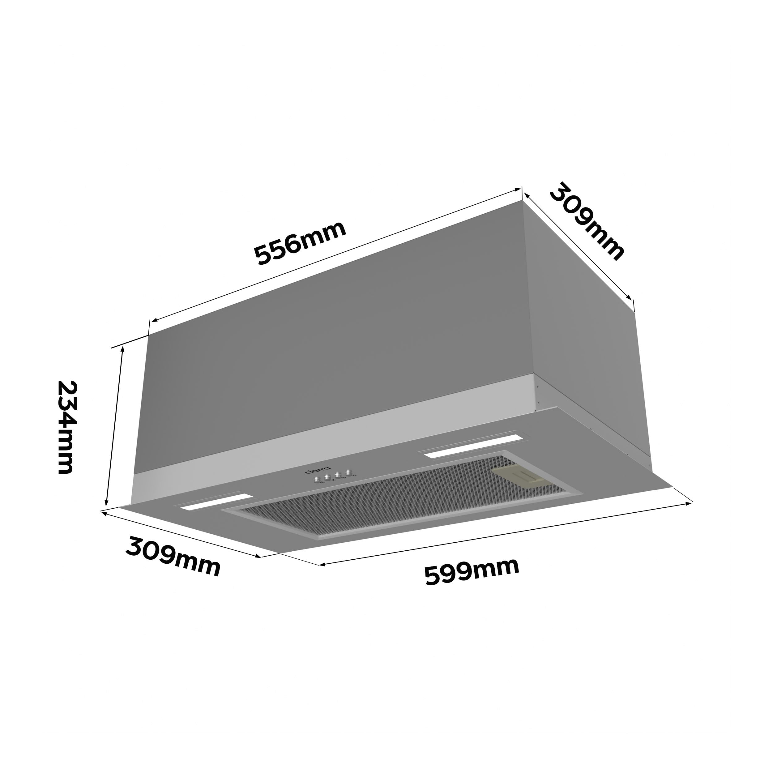 CIARRA CBCS6926A A+++ Einbau Dunstabzugshaube 60 cm 650 m³/h Abluft LED-Beleuchtung 3 Leistungsstufen mit Aktivkohlefilter