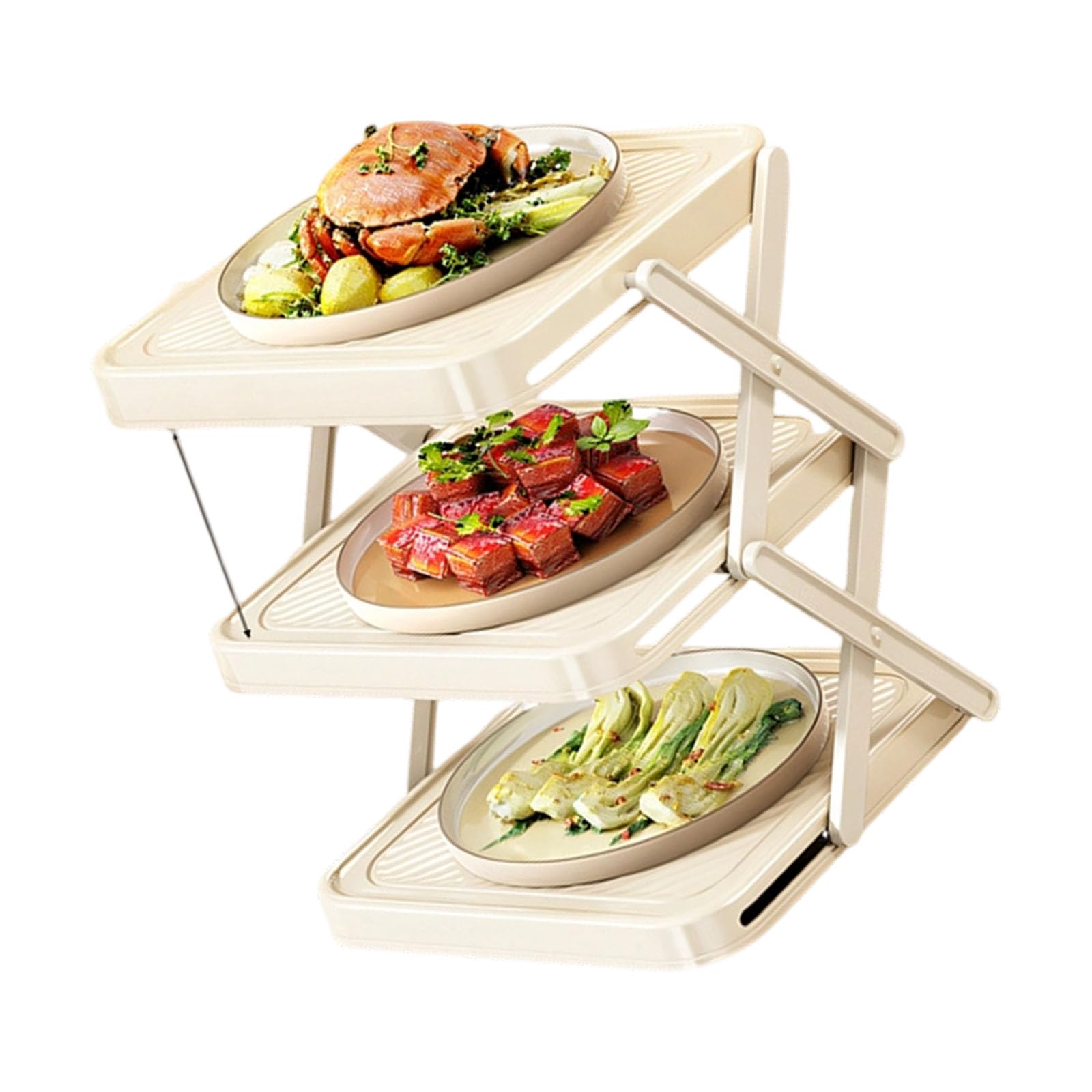 Kaeltsyn Practical Folding Kitchen Rack with Strong ABS Construction for Safe and Tidy Arrangement Small Space Kitchen Planner