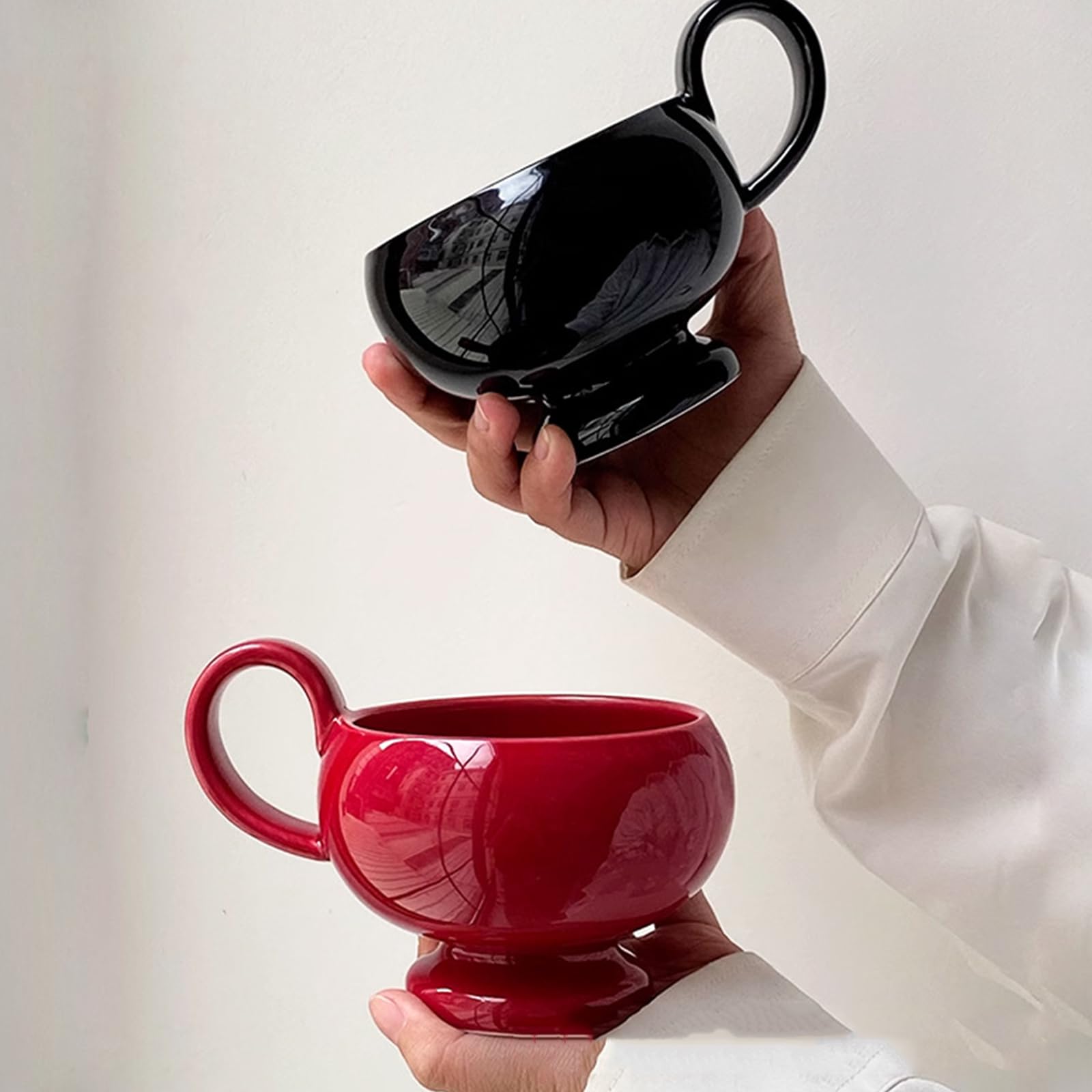 Montesy Styles Ceramic Coffee Mug 280ml with Carrying Handle Stylish Drinkware for Home Office and Outdoor Use