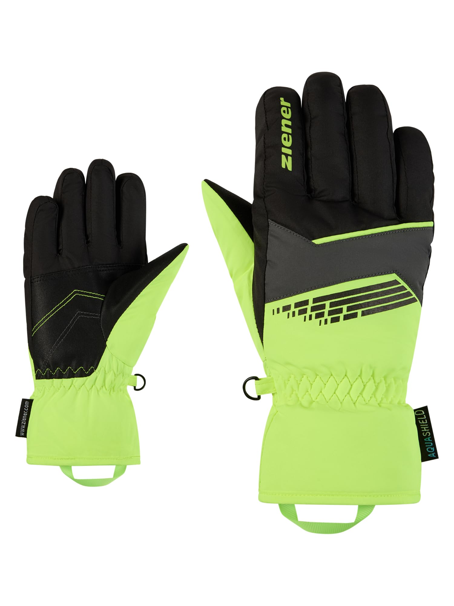 Ziener Guantes de esquí para niños LAVIVI-Z, para Deportes de Invierno, Impermeables, Resistentes al Viento, Color Amarillo venenoso, 4