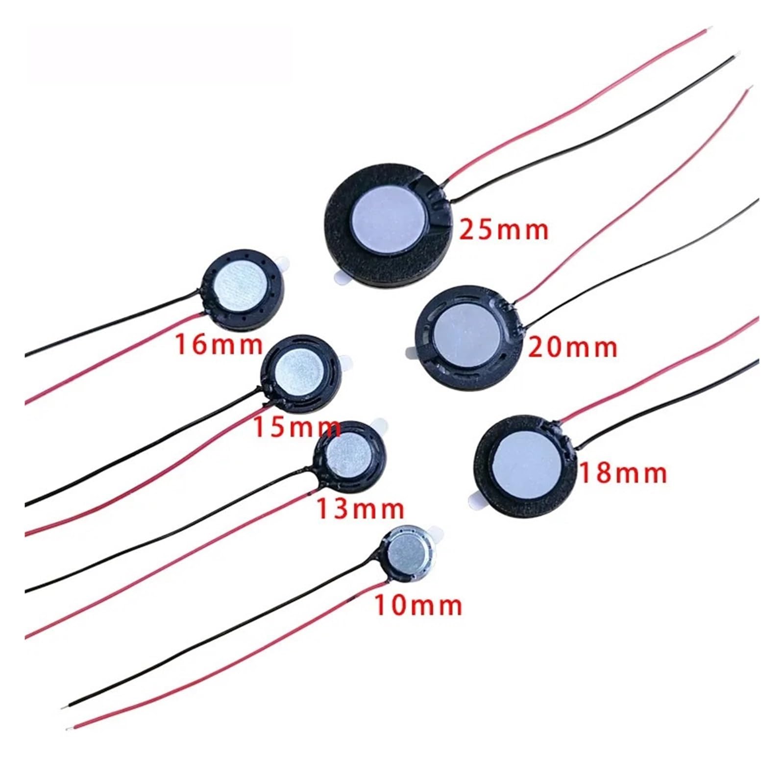 eufeifeiegds Głośnik akustyczny F10 10 mm okrągły do tabletu, telefonu, MP3, 1 W, 8 omów, grubość 3,5 mm, z przewodami, akcesoria audio DIY(100pcs 10mm speaker)