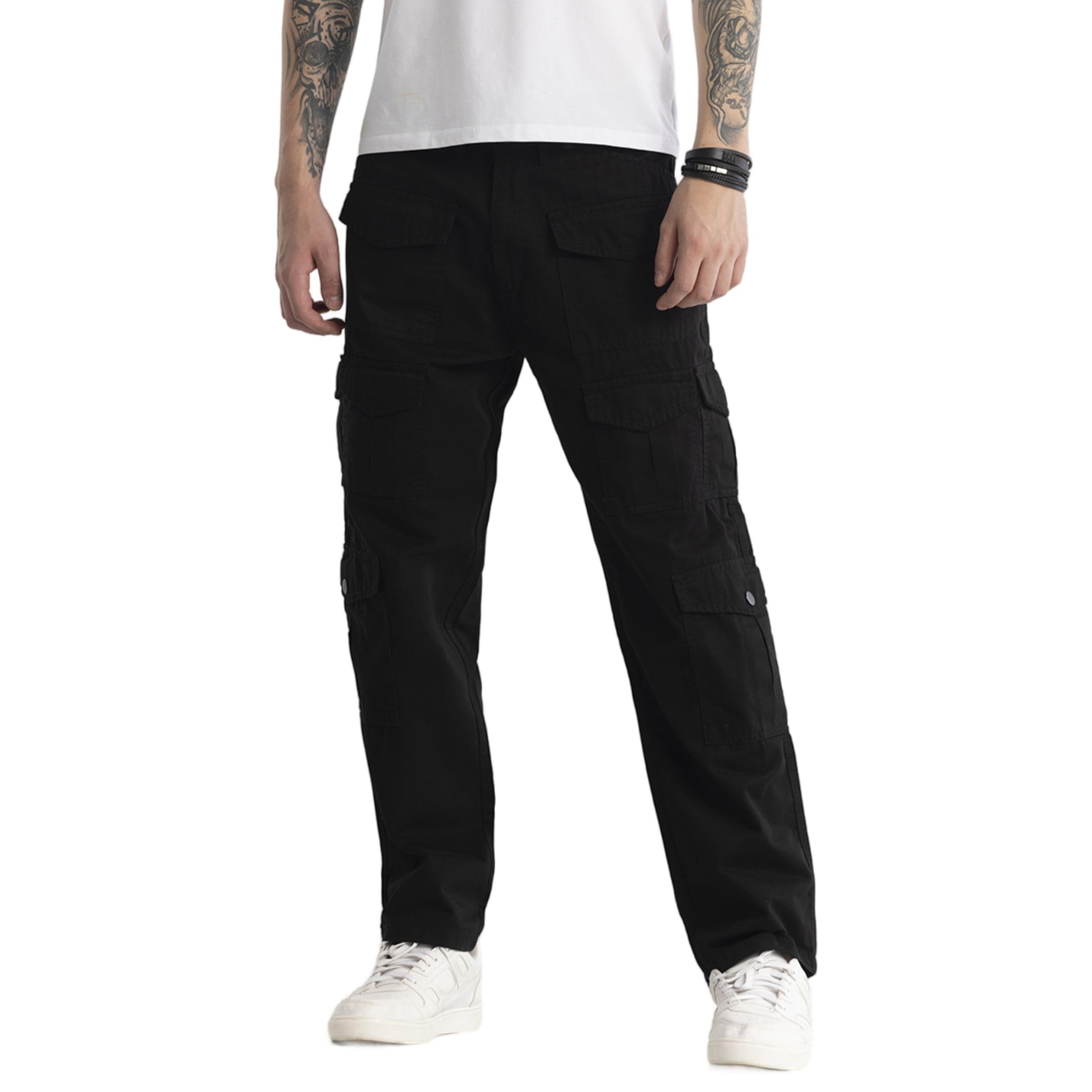 snitch Men's Mid Rise Nils Loose Fit Cargo Pants-picture-36