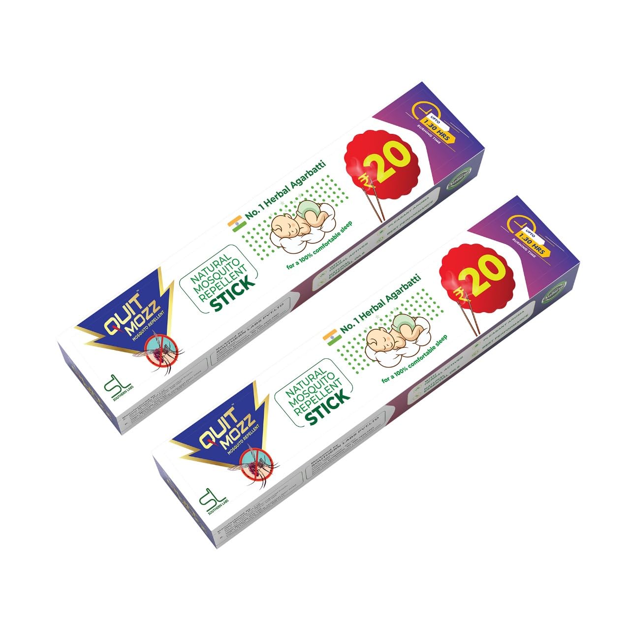 QUITMOZZ Mosquito Repellent Incense Sticks, Natural and Herbal Machar Agarbatti, Quick Action Formula, Insect Fly Killer, Home Fragrance, Indoor and Outdoor, 120 Sticks Each (Upto 1.30 Hours X 2 Pack) (B0CWP9WSBM) Amazon Price History, Amazon Price Tracker