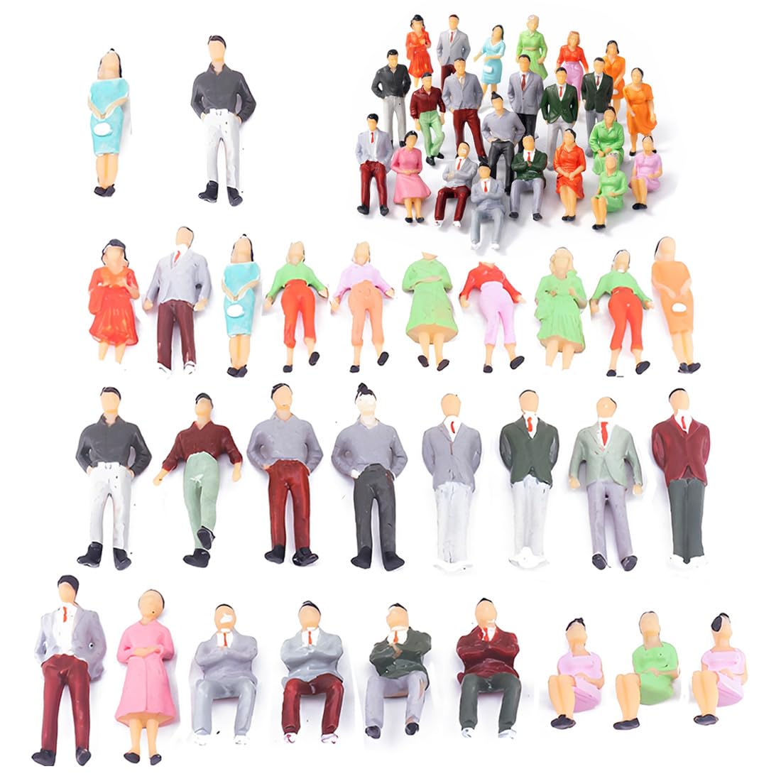 30 Piccole 1:75 Persone Figure Colorate Figurine di Modellini Modello di Persone Mini in Plastico, per Progetti di Pianificazione Architettonica, Decorazione Bonsai