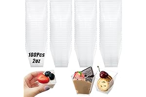 100-Pack 2oz Veggie Cups: Mini Clear Appetizer Square Fruit Bowls