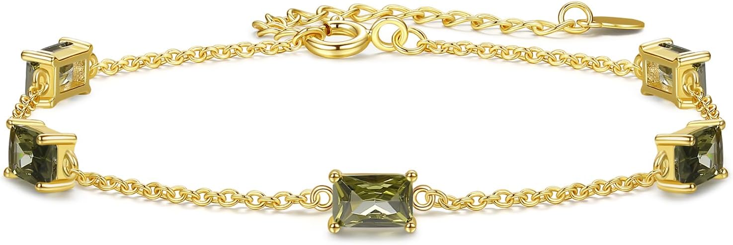 Gold Birthstone Bracelets for Women Dainty Simple Women Link Bracelet Fine Jewelry Christmas Mother's Day Birthday Gifts for Women Wife Girlfriend Her