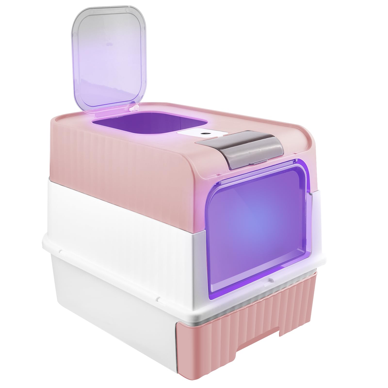 Caja de arena para gatos, esterilizada mediante rayos UV, autolimpiante, casa de gatos con inodoro, plástico polipropileno, con bolsa desodorante y pala de arena, rosa