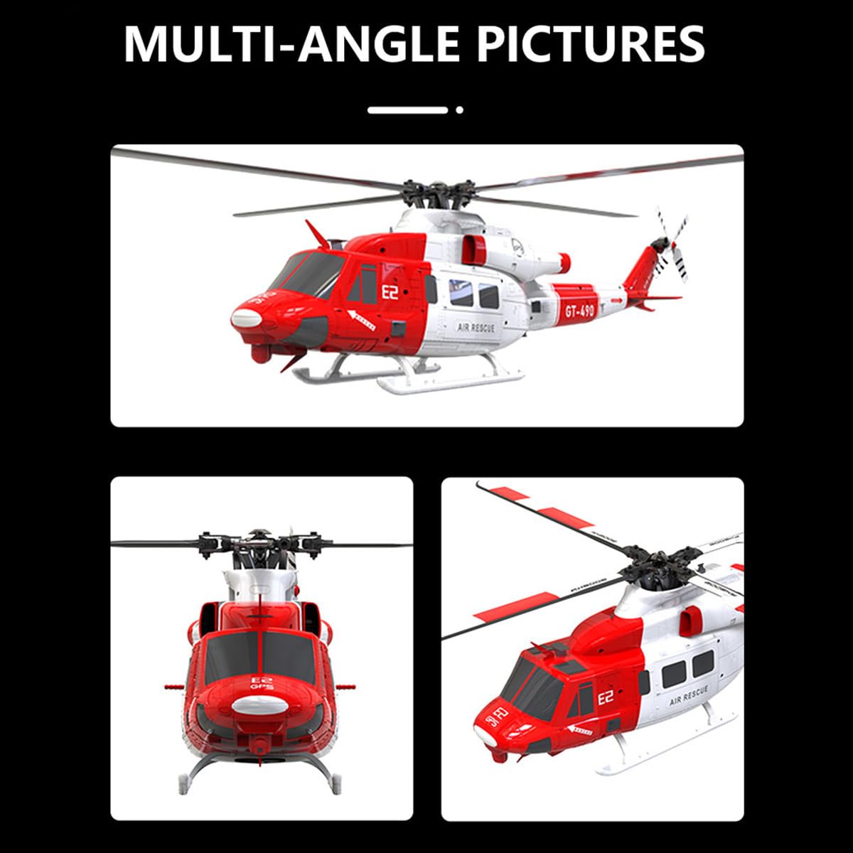 GOOSKY E2 UH-1Y helikopter RC, 2,4 G, 6 CH, zdalnie sterowany helikopter z lokalizacją Lidar, wojskowy helikopter, zabawka, prezent dla dorosłych – RTF