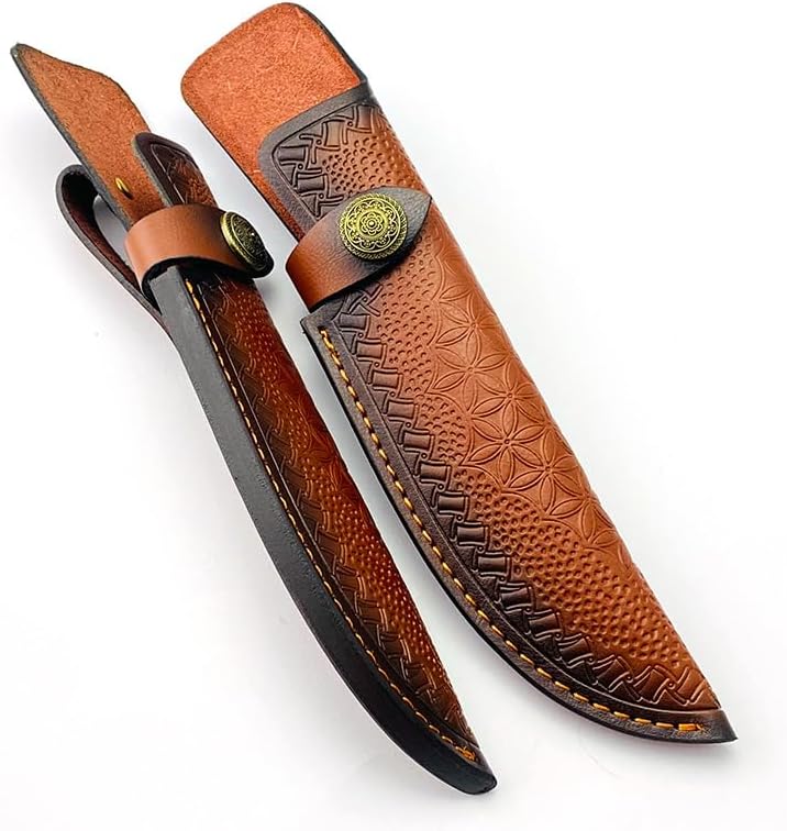 1PC Knife Sheath, Leather Knife Holster with Belt Loop and Snap Closure is Suitable for Outdoor Fixed Knives