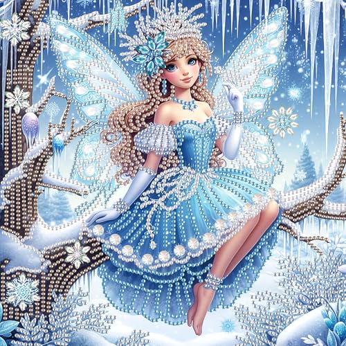 Image of Diamond Art Painting Kits for Adults Butterfly Fairy Princess, 5D Special Shape Diamond Art Kits for Beginners, Crystal Rhinestones Diamond Art Painting for Home Wall Decoration Gift 12x12 inch