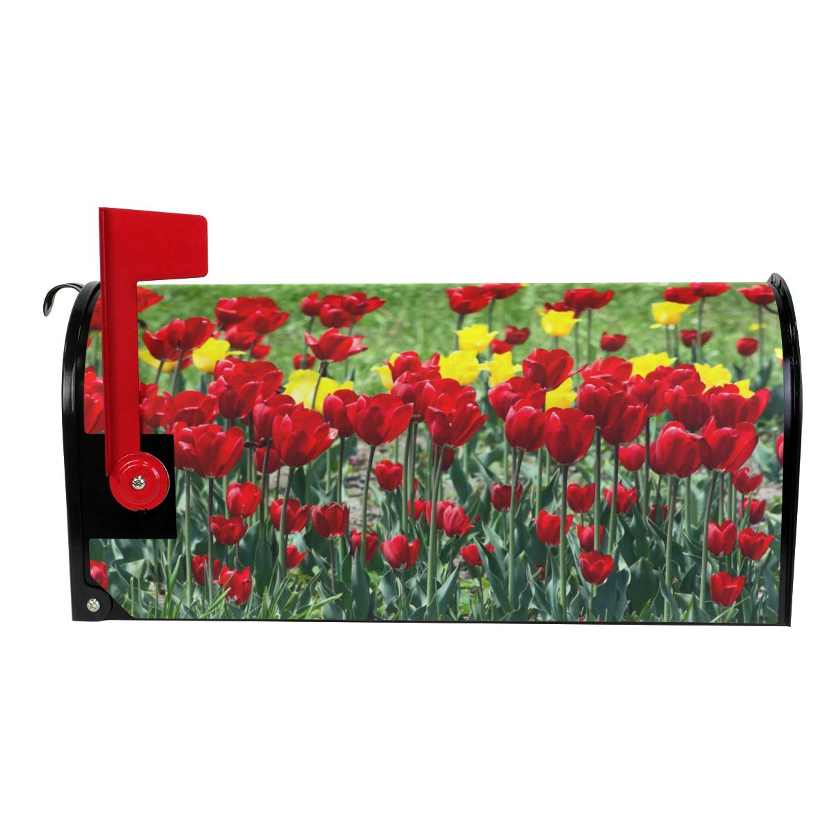 WOOR Spring Tulips Flowers Summer Magnetic Mailbox Cover Floral MailWraps Garden Yard Home Decor for Outdoor Oversized-25.5
